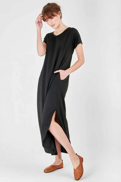 Side-Slit Maxi Dress with Pockets